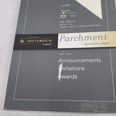 Southworth, Parchment Specialty Paper, 100 / Pack, Ivory - New