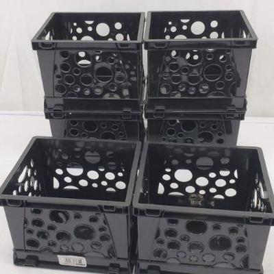 6 Black Mini Crates, 6