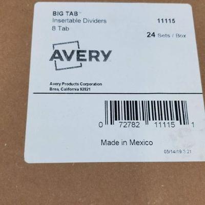 2 Boxes Avery Big Tab Insertable Dividers, 8 Tab, 24 Sets Per Box - New