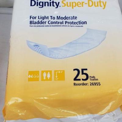 2 Package of 25 Pads, Dignity Super-Duty, For Light to Moderate - New