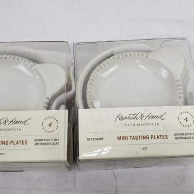 2 Sets of 4 Mini Tasting Plates, Hearth & Hand, Qty 8 - New, 1 Damaged Package