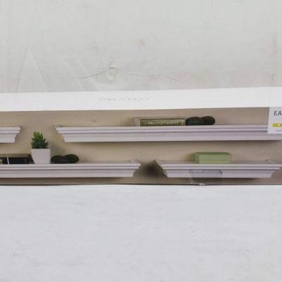 White Floating Melannco Set of 4 Wall Shelves in Assorted Sizes - New