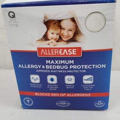 Queen, AllerEase Allergy & Bed Bug Protection Zippered Mattress Protector - New