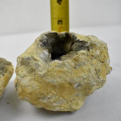 2 Geode Rocks: Tan/Yellow/Gray/Clear