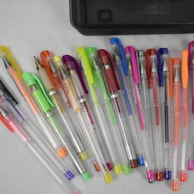 35 Gel Pens in Gray Pencil Case