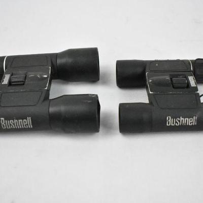 2 Pairs of Bushnell Binoculars: 10x25 & 16x32