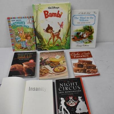 8 Books: 3 Kids Books, 3 Cookbooks, 2 Fiction