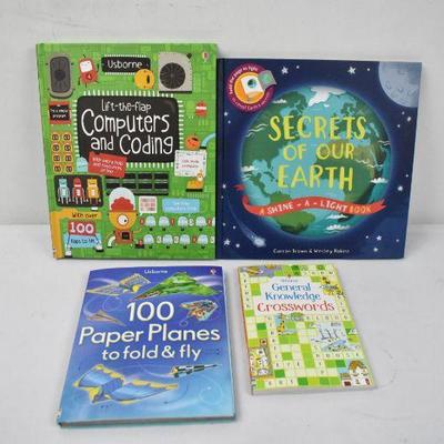 4 Usborne Books: Computers, Earth, Paper Planes, Crosswords - New Condition