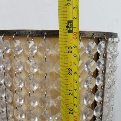 Metal Lamp with Metal/Fabric/Crystal Shade - Tested, Works