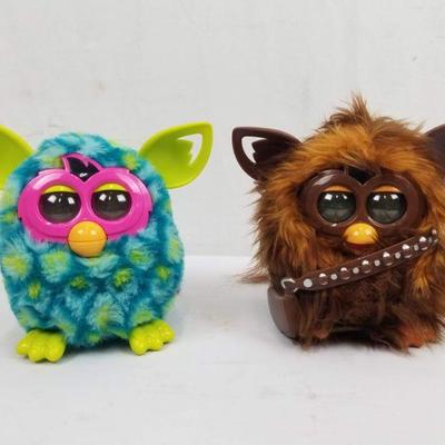 2 Furbies: Chewbacca & Green/Teal w/ Pink