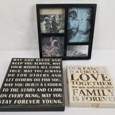 3 Piece Wall Decor: Sisters Picture Frame, 