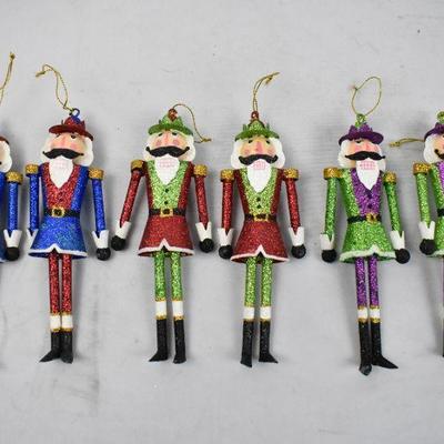 6 Sparkly Ornaments, Nutcracker Soldiers