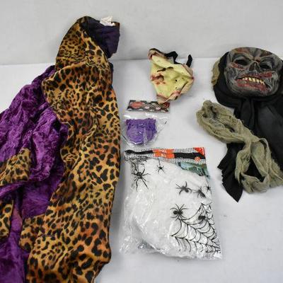 5 Piece Halloween: Jacket, Owl Decor, Web Decor, 2 Masks