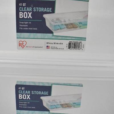 Clear Storage Boxes, 41 Quarts Each - Damaged, But Still Useable