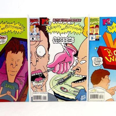 BEAVIS and BUTT-HEAD #1 #2 #3 Comic Books Set 1993-94 Marvel Comics - High Grade