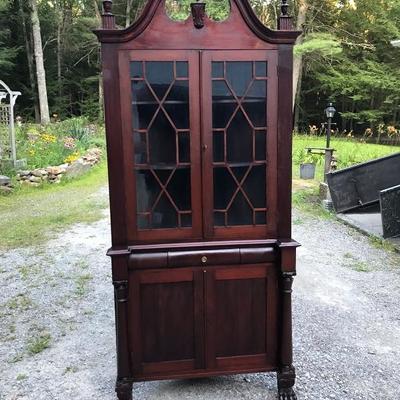 Empire Classical Mahogany Corner Cabinet