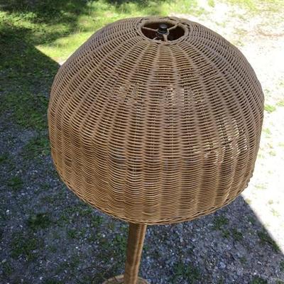 Beautiful Vintage Floor Wicker Lamp With Shade