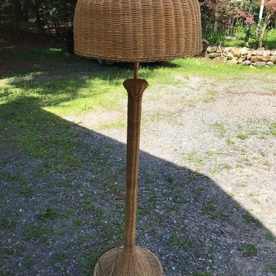 Beautiful Vintage Floor Wicker Lamp With Shade