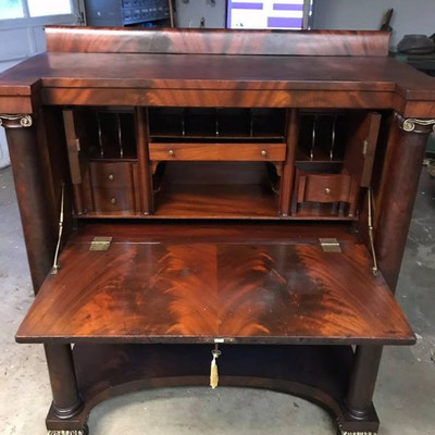 Antique Empire Classical Butlerâ€™s Desk With Key