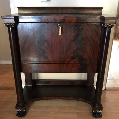 Antique Empire Classical Butlerâ€™s Desk With Key