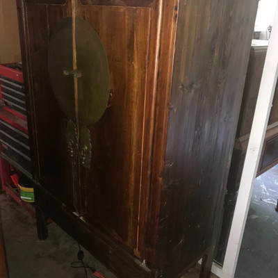 Antique Chinese 19th Century or Much Earlier Wedding Cabinet Chinoiserie
