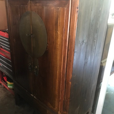 Antique Chinese 19th Century or Much Earlier Wedding Cabinet Chinoiserie