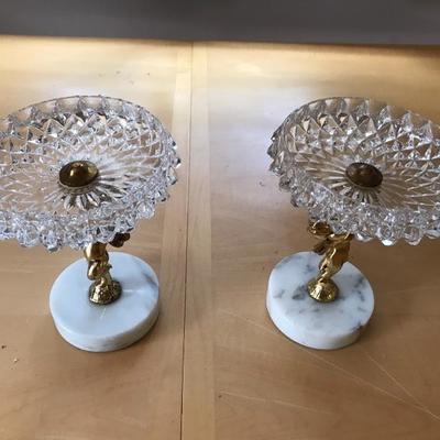 Beautiful Pair if Crystal Candle Holders Crystal Dish