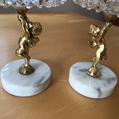 Beautiful Pair if Crystal Candle Holders Crystal Dish