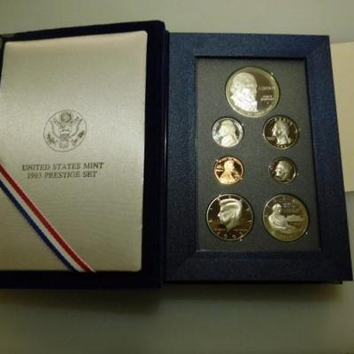 US Mint 1993 Prestige Bill of Rights 7 Coin Set with Silver Dollar and Half-Dollar COA 