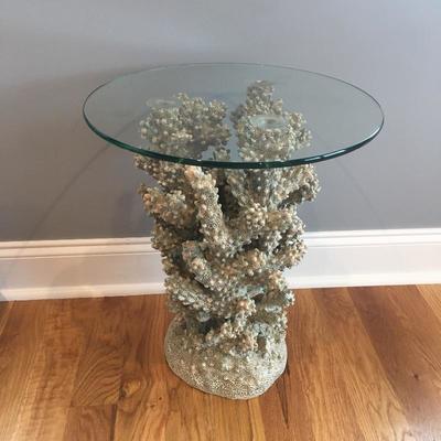 Lot 2 - Glass Top Table with Faux Coral Base