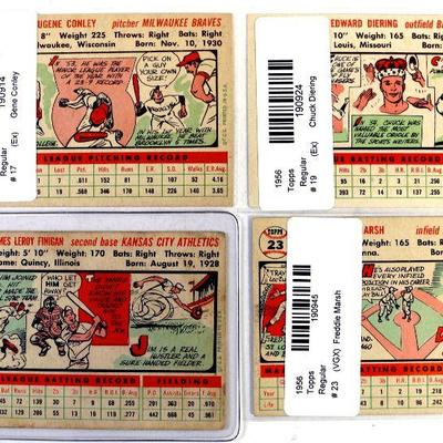 1956 TOPPS BASEBALL CARDS SET OF 4 - #17 #19 #22 #23 - EX - VGX
