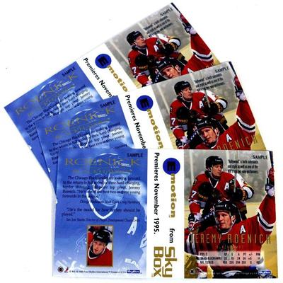 1995 SKYBOX JEREMY ROENICK PROMO SAMPLE NHL HOCKEY CARDS UNCUT SHEET