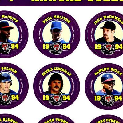 1994 KING B BASEBALL DISCS 7th Annual Collectors Edition Uncut Sheets - Lot of 5