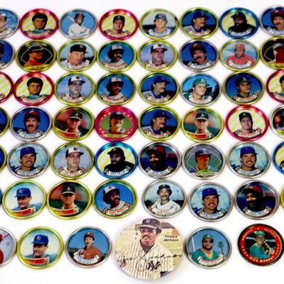 Vintage TOPPS BASEBALL COINS COLLECTION - Set of 67 plus Reggie Jackson Pin