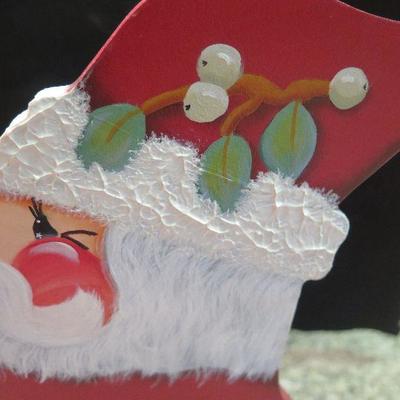 Santa On Sled Handpainted Decor