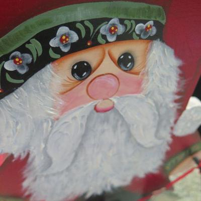 Santa With Bear Handpainted Decor