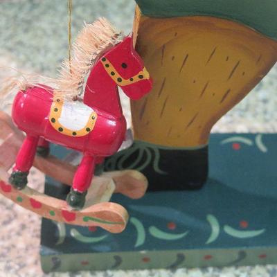 Elf With Rocking Horse Handpainted Décor