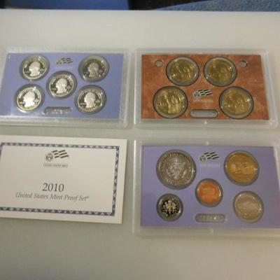 US Mint 2010 Proof Set State Quarters, Presidents, Coin Set in Box with COA