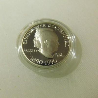 US Mint Eisenhower Centennial 1990 Silver Dollar in Case