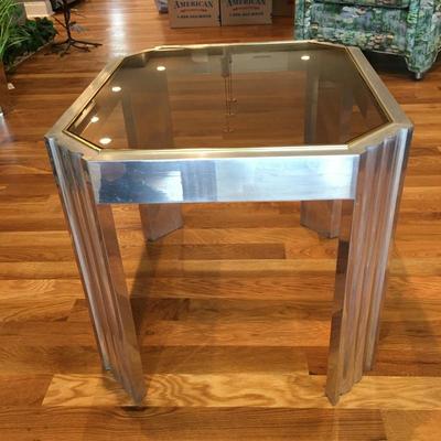 Lot 16 - Glass Top Coffee & Side Table