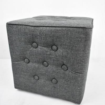 Mainstays Charcoal Tufted Linen Pouf - New, Missing 1 Foot