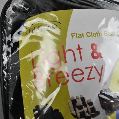 Flat Cloth Seat Covers Light & Breezy Black & Gray - New