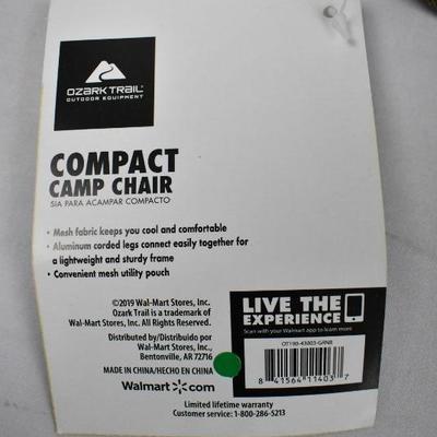 Ozark Trail Compact Camp Chair, Green & Orange - New