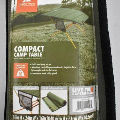 Ozark Trail Compact Camp Table, Green & Orange - New