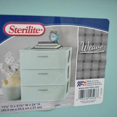 Sterilite Wide 3 Drawer Cart, Mint - New, Weave Style with Minor Issues