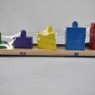 Melissa & Doug Stack & Sort Board 15 Pc Solid Wood Brightly Colored Pieces - New