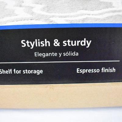 Mainstays Coffee Table, Espresso Dark Brown Color, Shelf for Storage - New