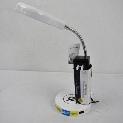 LED Wireless Charging Desk Lamp, White - New