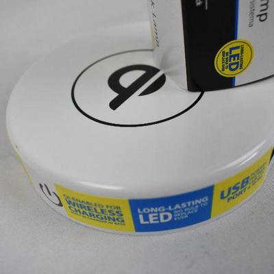 LED Wireless Charging Desk Lamp, White - New