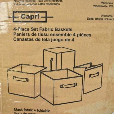 Winsome Capri 4 Piece Set of Fabric Baskets, Black - New